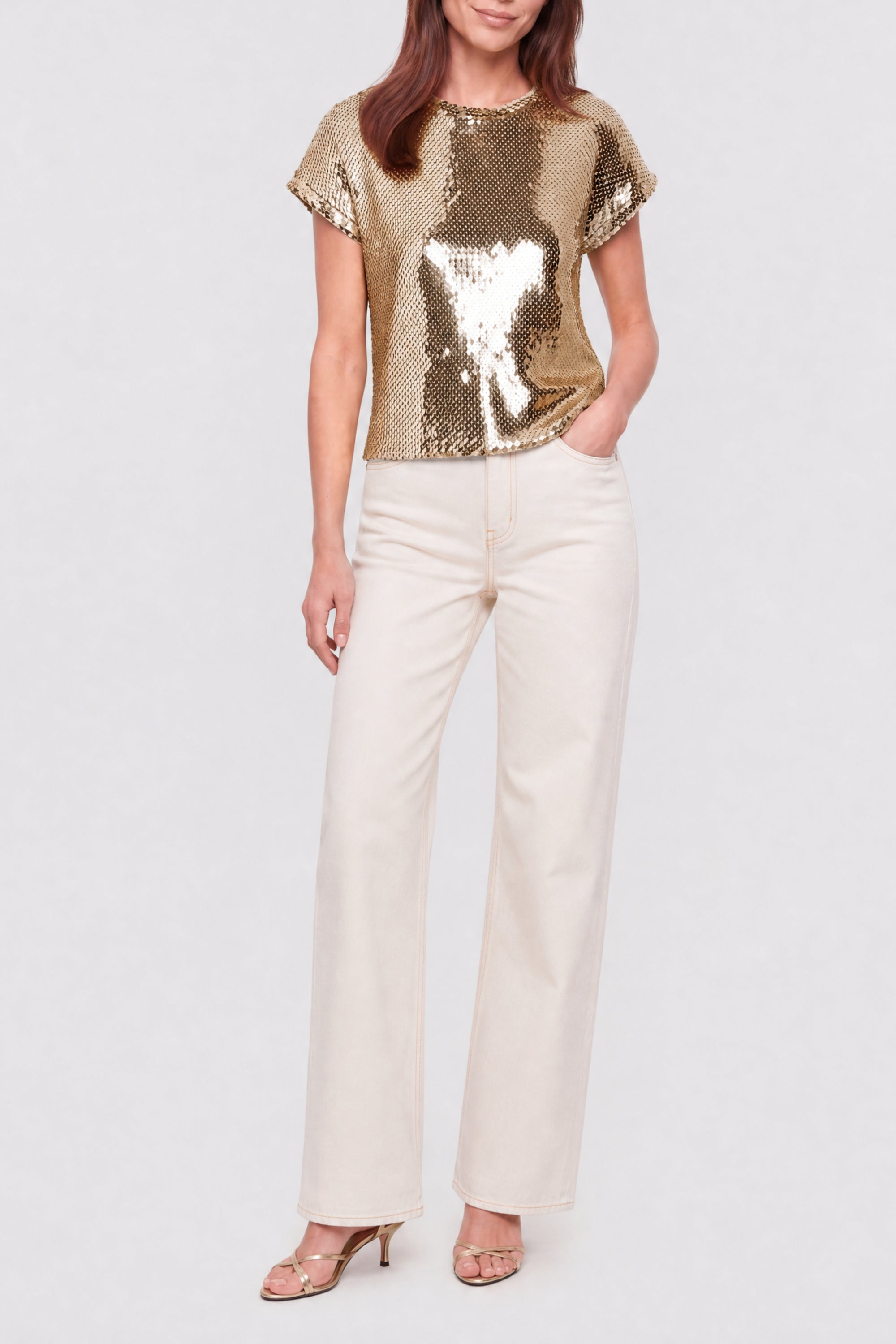 Sequin T-shirt - New Light Gold