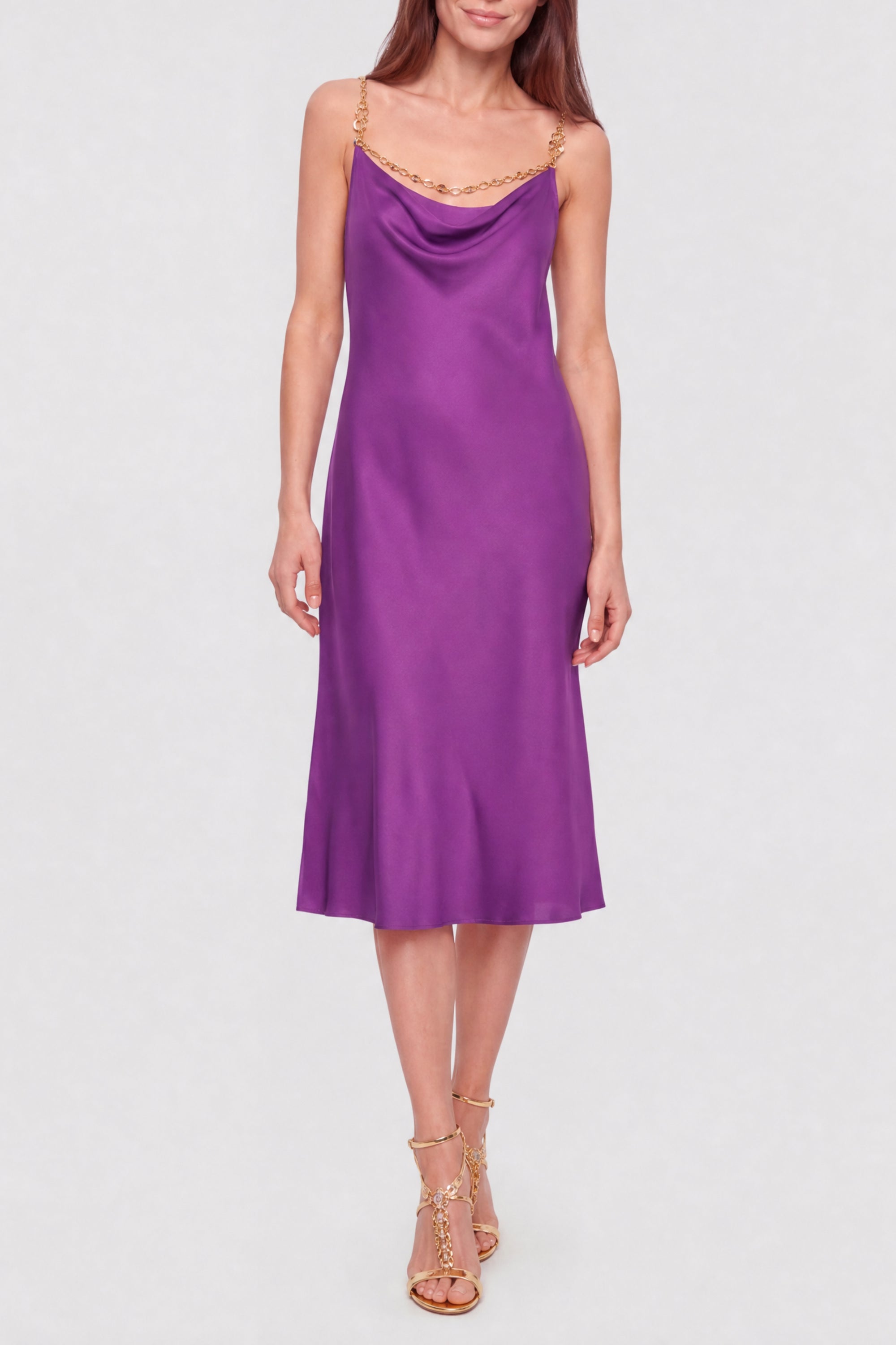 Chain mid-length dress - Violet