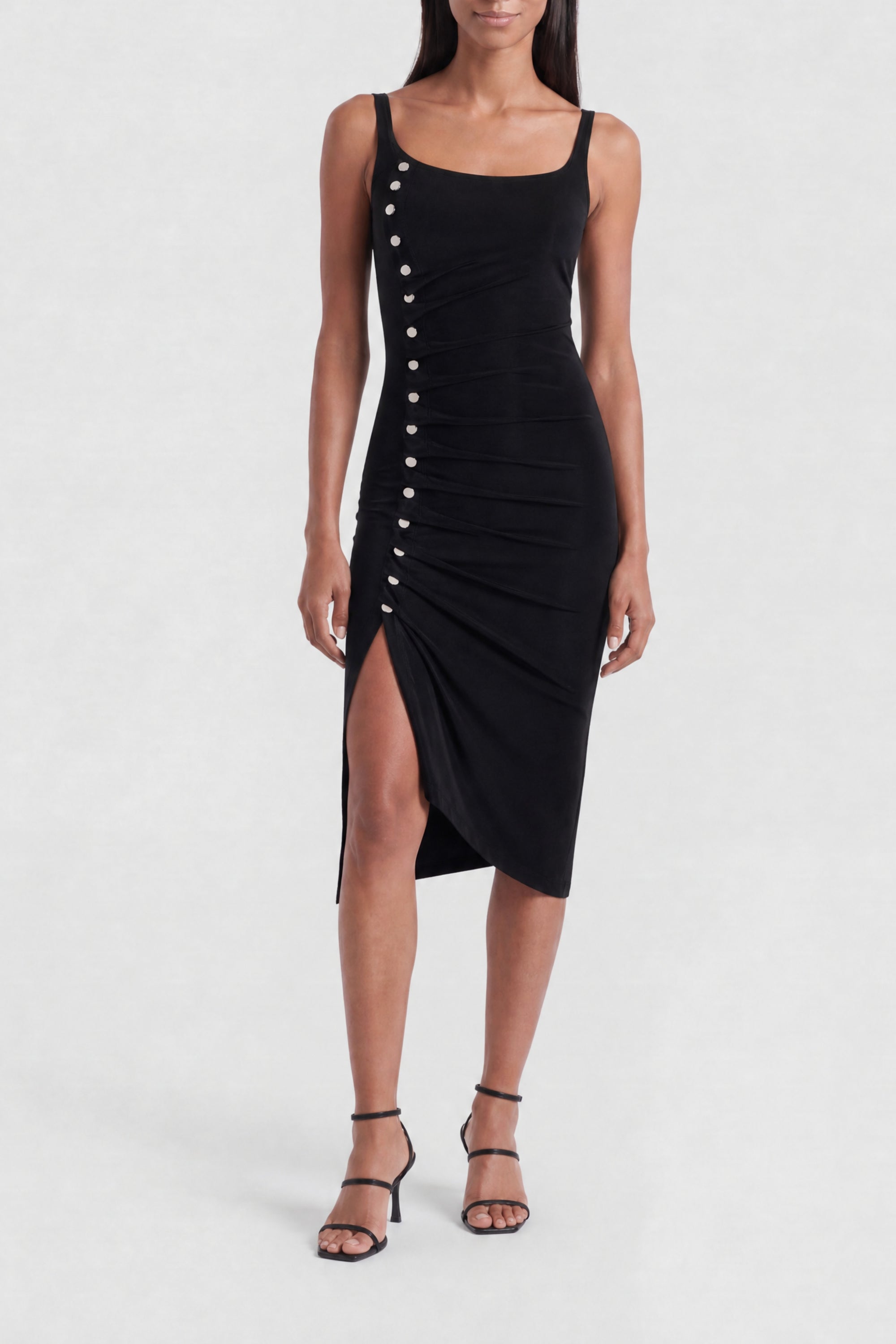 Sleeveless draped dress - Black