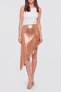 Jupe asymétrique à paillettes - Copper