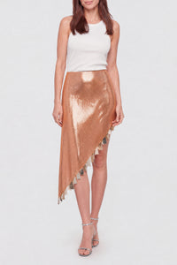 Asymmetrical sequin skirt - Copper