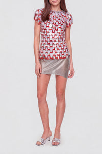 Short-sleeved sequin top - Lila