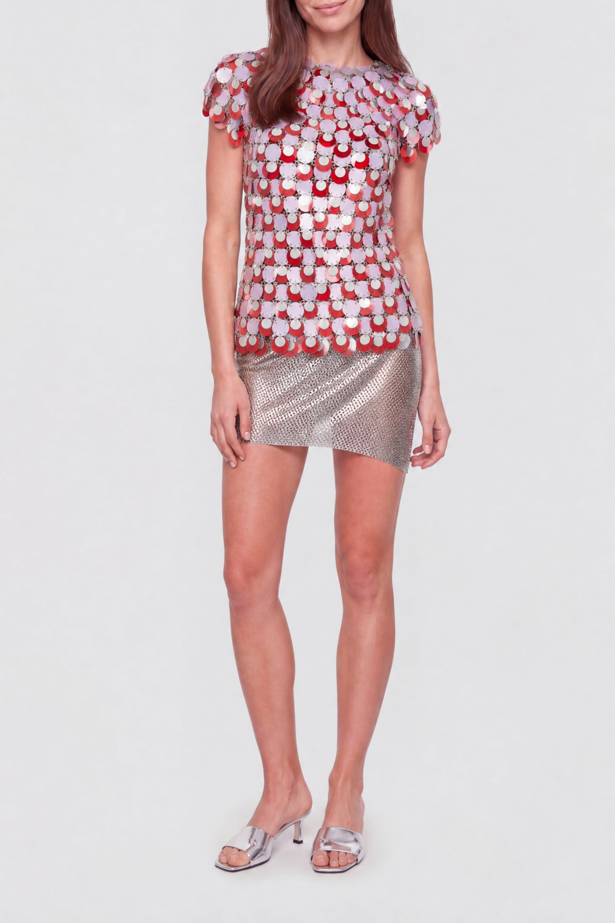 Short-sleeved sequin top - Lila