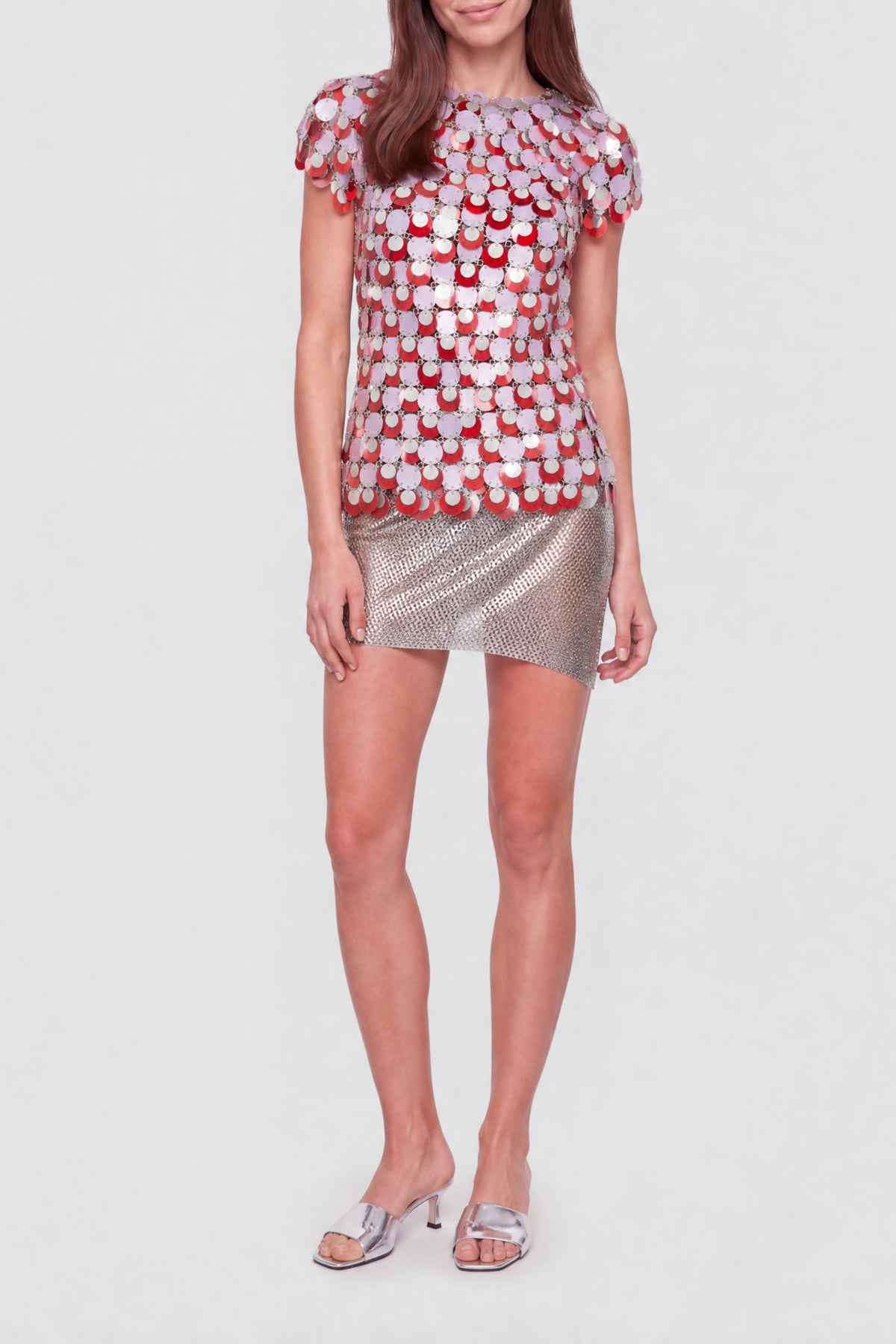 Top manches courtes à sequins - Lila