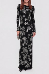 Robe longue à imprimé fleuris - Black