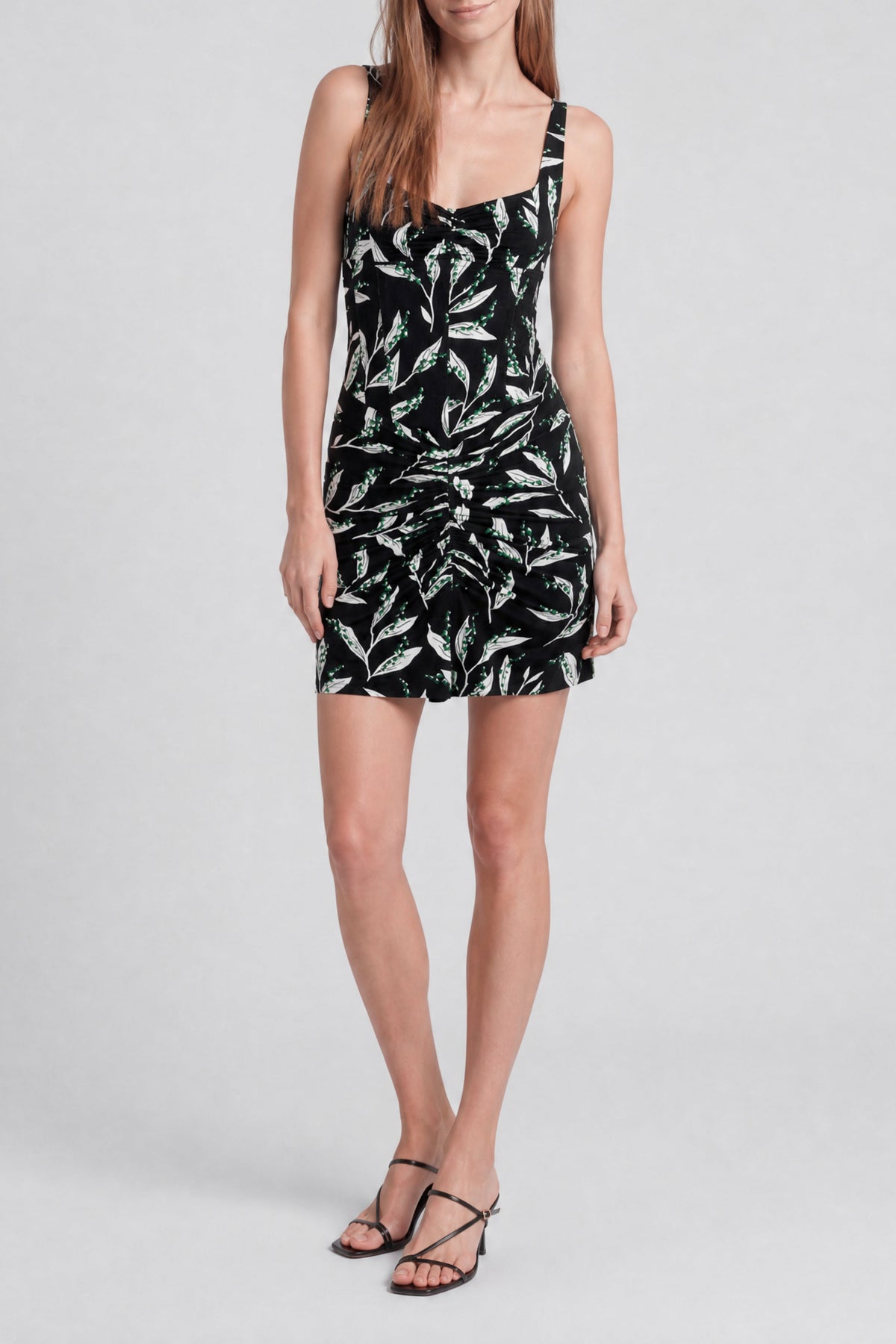 Robe courte à imprimé muguet - Muguet Noir