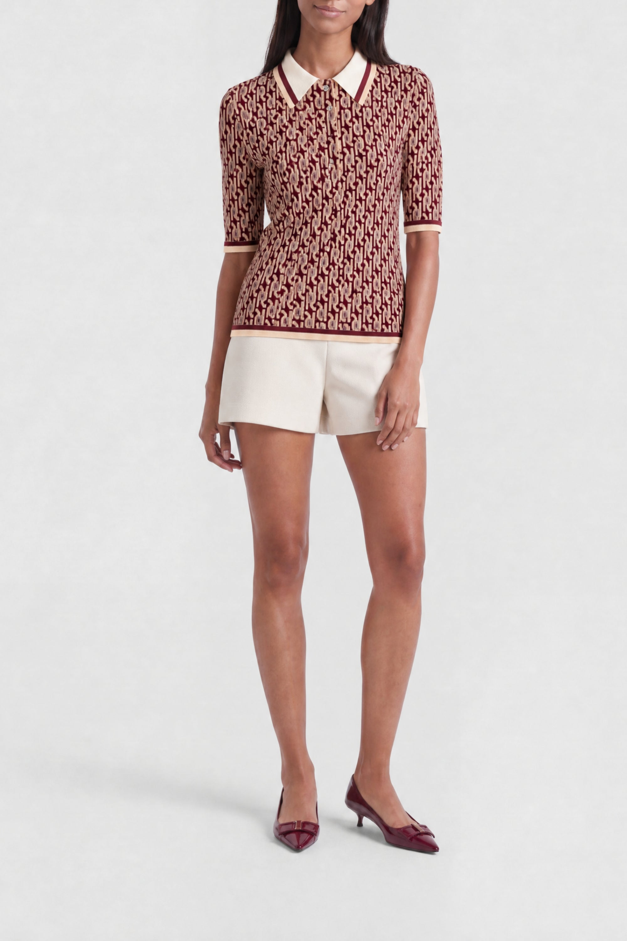 Monogrammed polo shirt - Jacquard New White