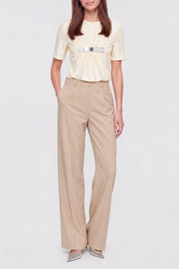 Draped T-shirt with mirror-effect embellishments - Crème Anglaise