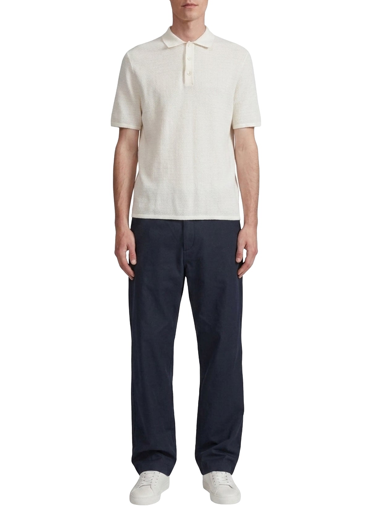 Harvey short-sleeved knitted polo shirt - Ivory