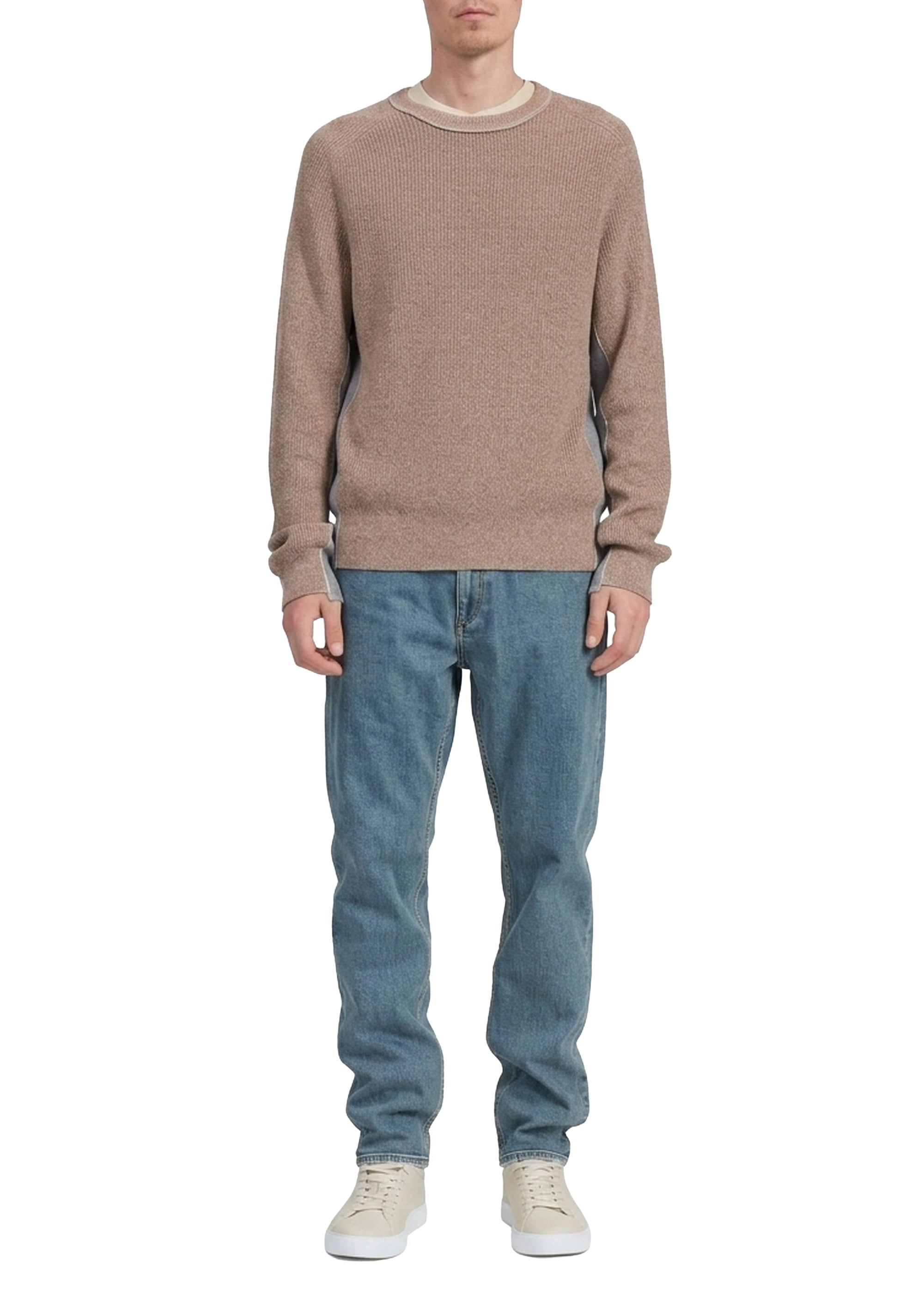 Gabe Splice Crew-neck Jumper - Tan