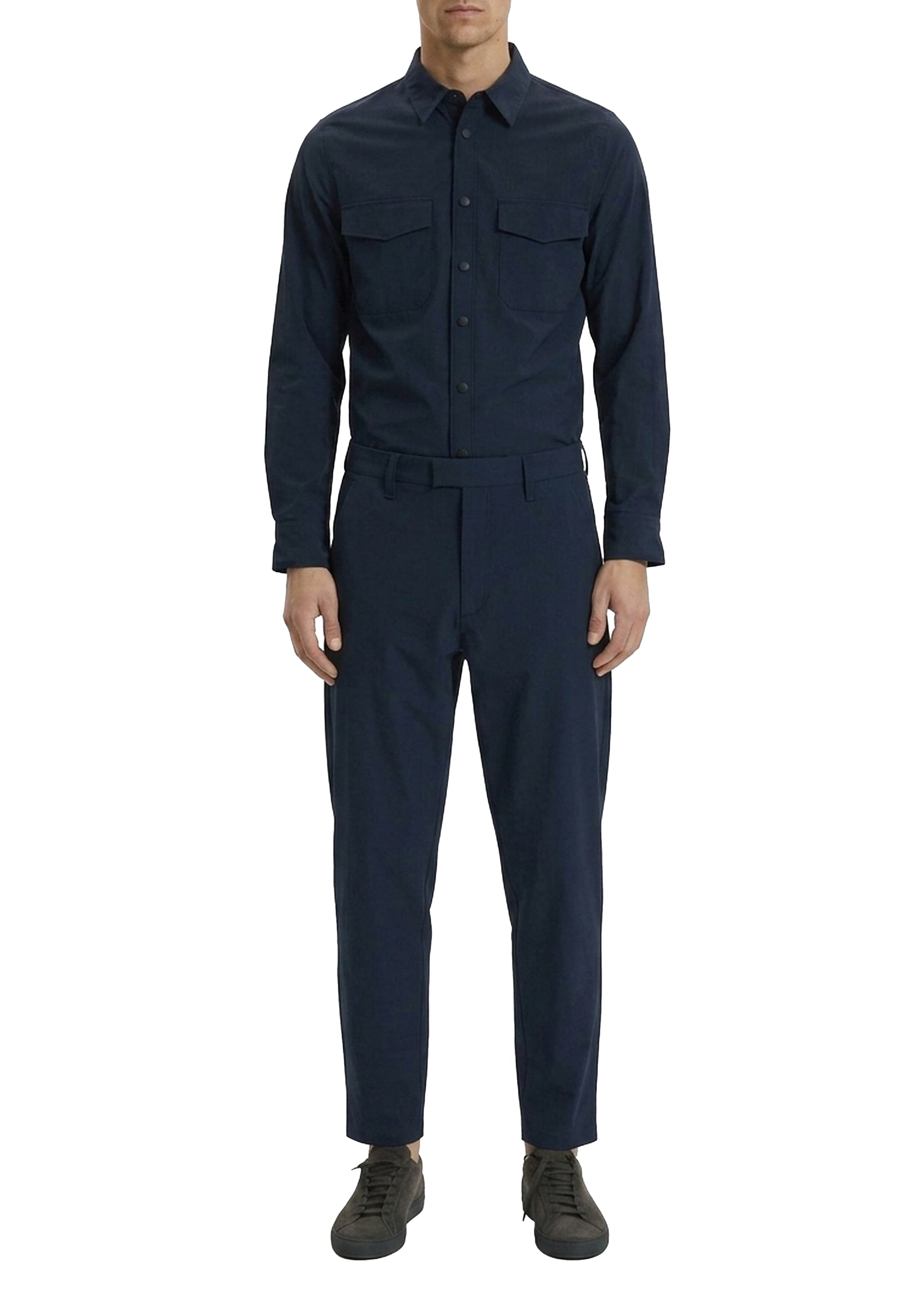 High-waisted tapered trousers - Navy