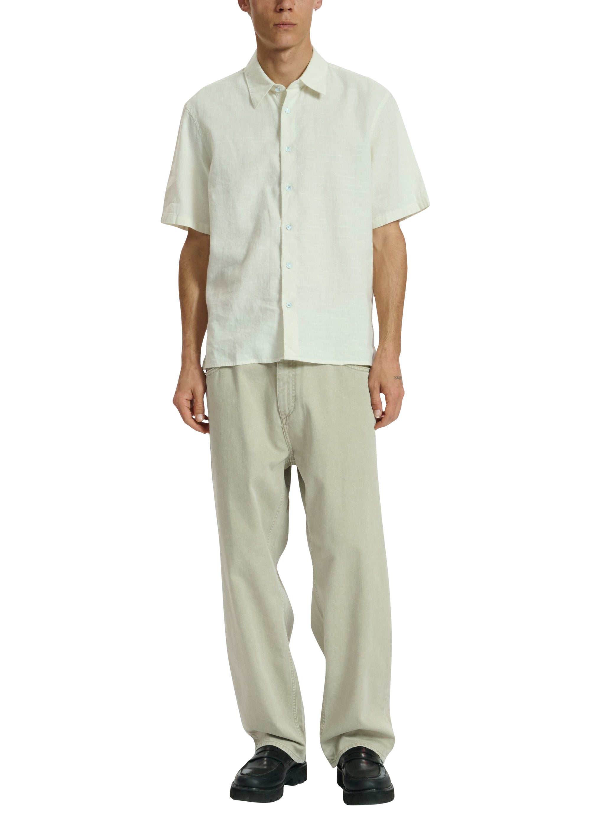 Chemise à manches courtes en lin Dalton - Chalk