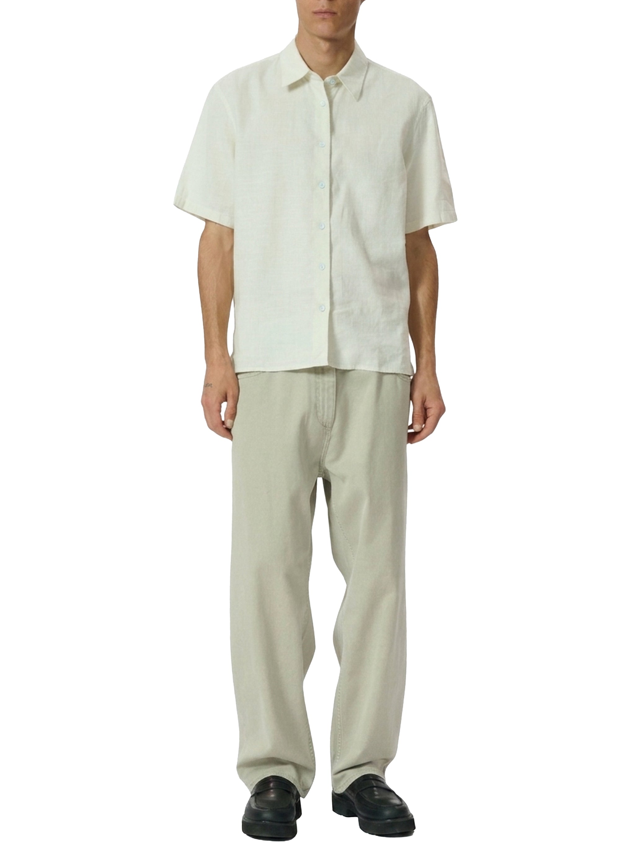 Dalton short-sleeved linen shirt - Chalk
