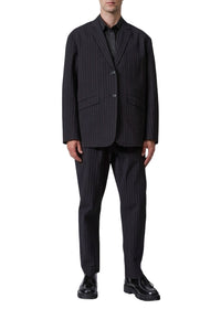 Straight-cut striped blazer - Black