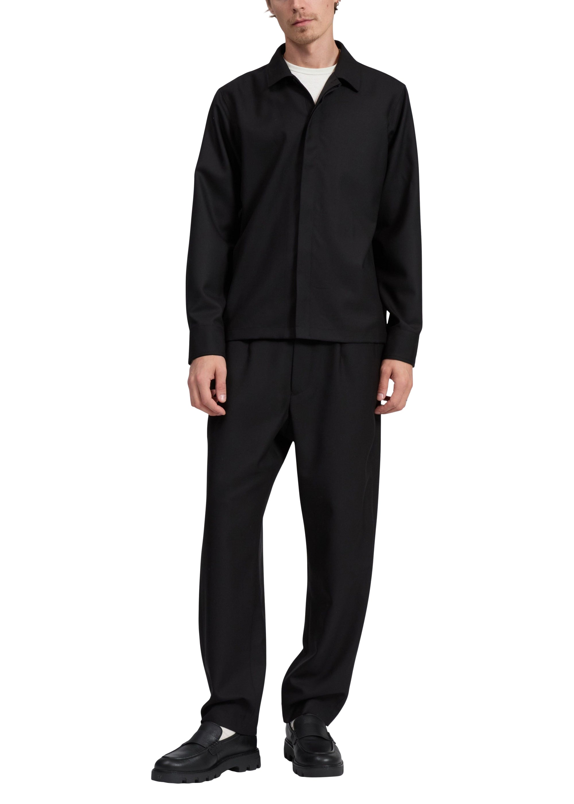 Veste-chemise en laine ripstop Hyde - Noir