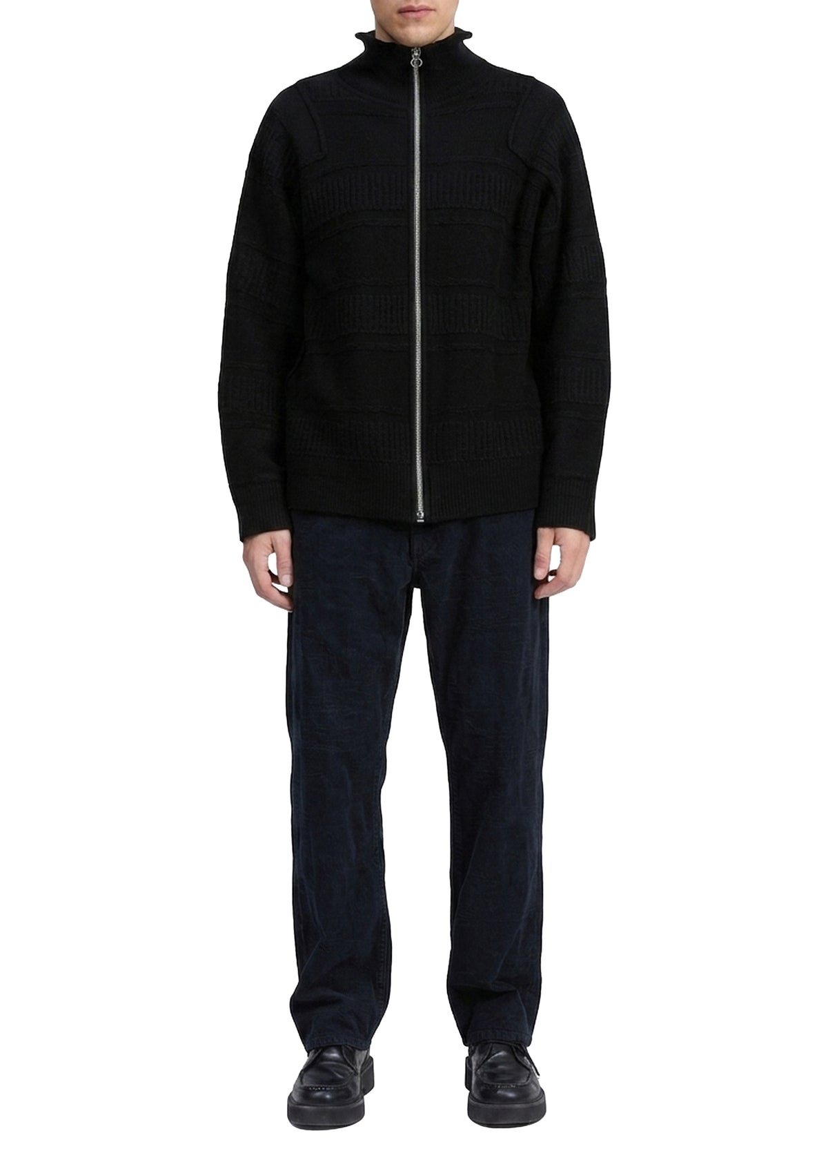 Fit 4 Rigid Jacquard Denim Trousers - Black