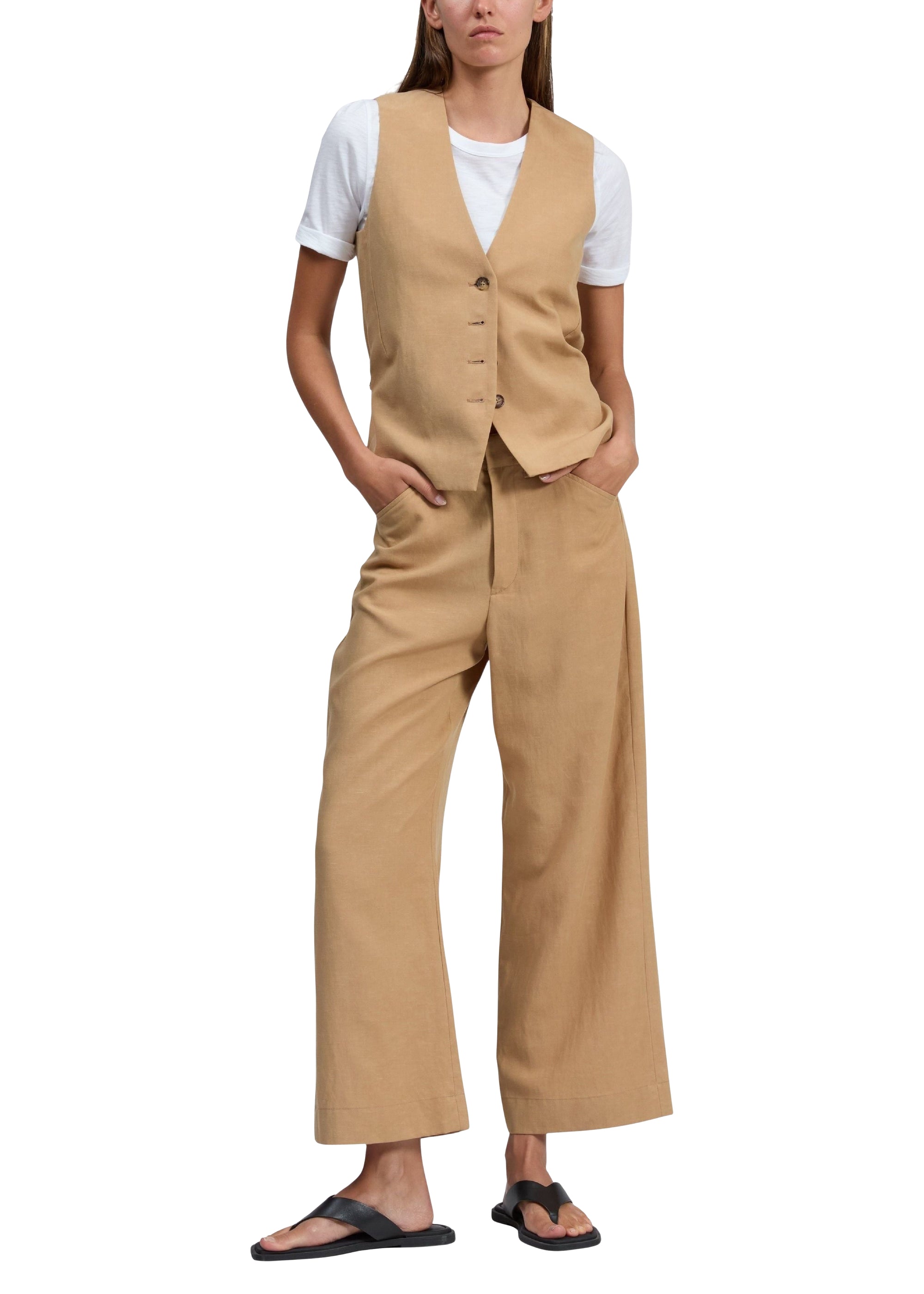 Pantalon en lin Allison - Fawn