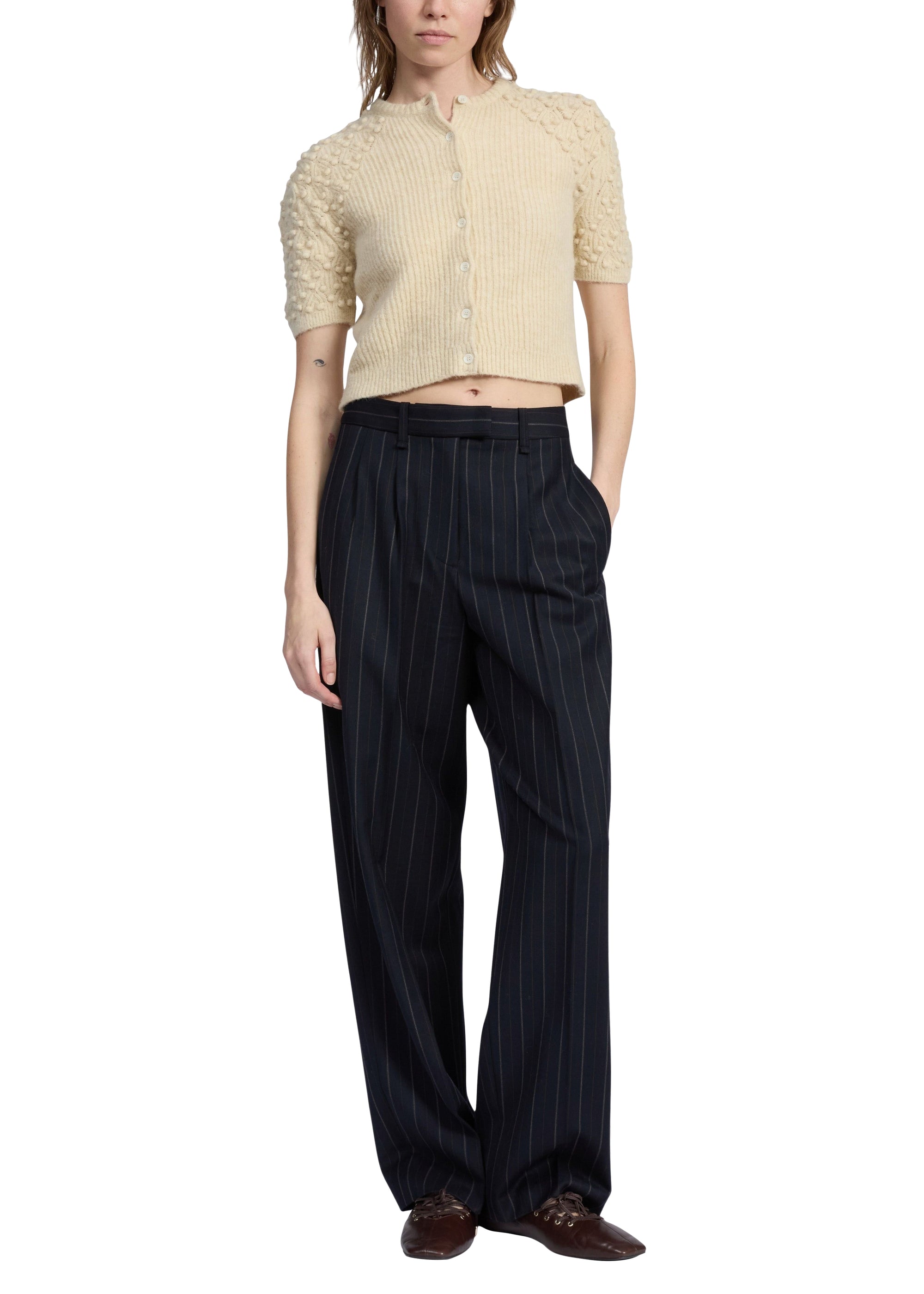 Pantalon à rayures en laine Newman - Nvyst