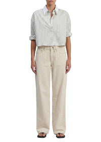 Short-sleeved striped shirt - Navy and White