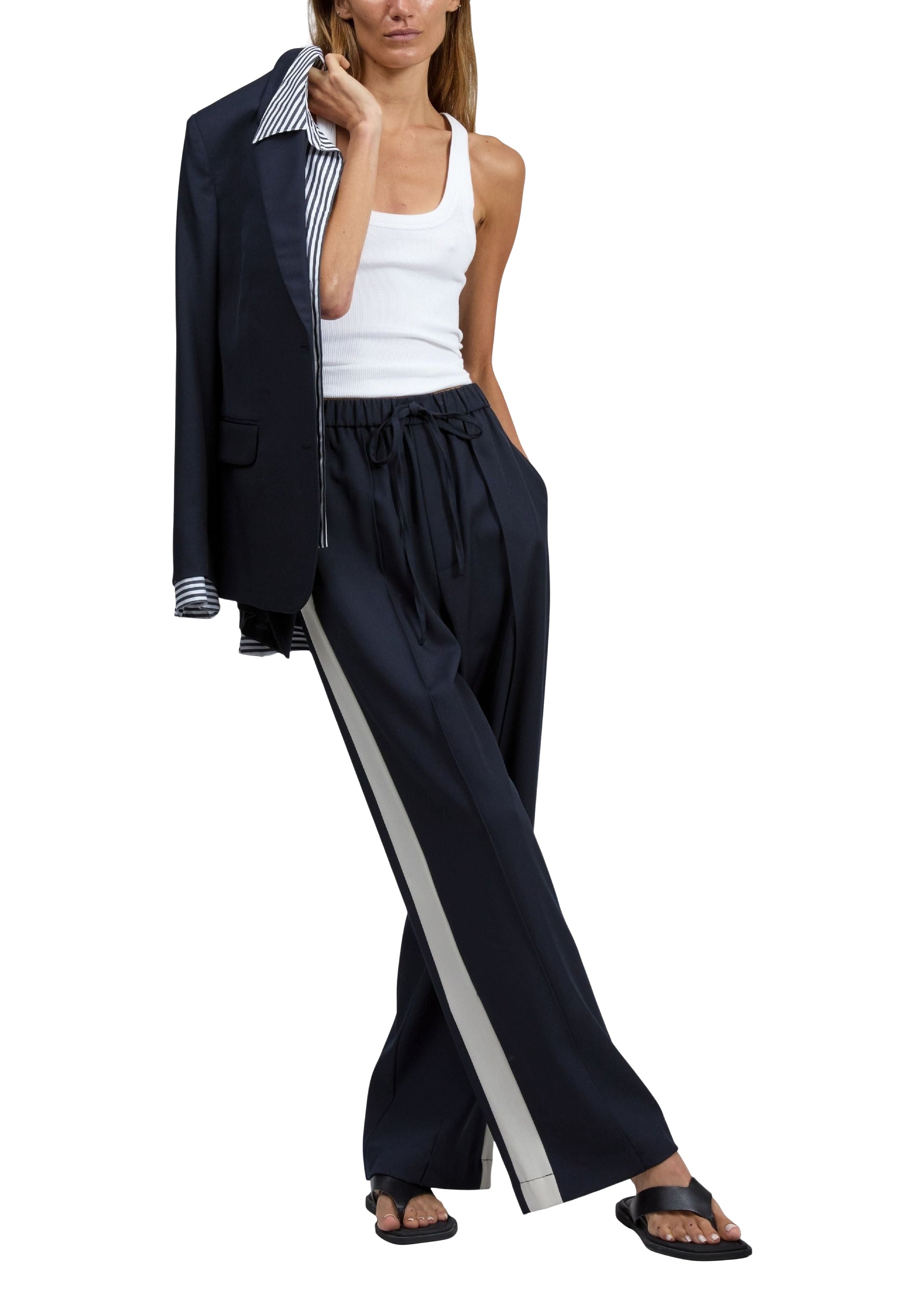 Pantalon Siena en laine à rayures latérales - Sal
