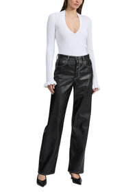 Pantalon droit en simili cuir Shea - Noir