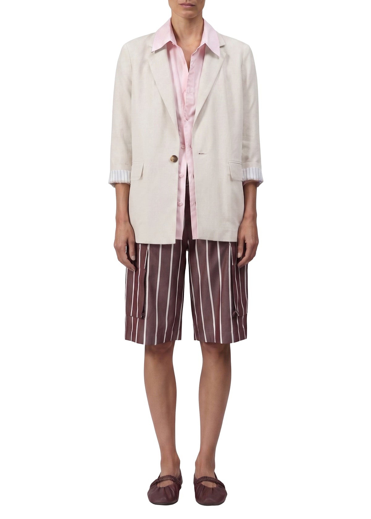 Jennie 3/4-sleeve blazer - Ivory
