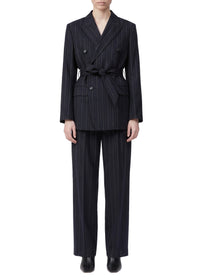 Virginia striped blazer in a wool blend - Navy