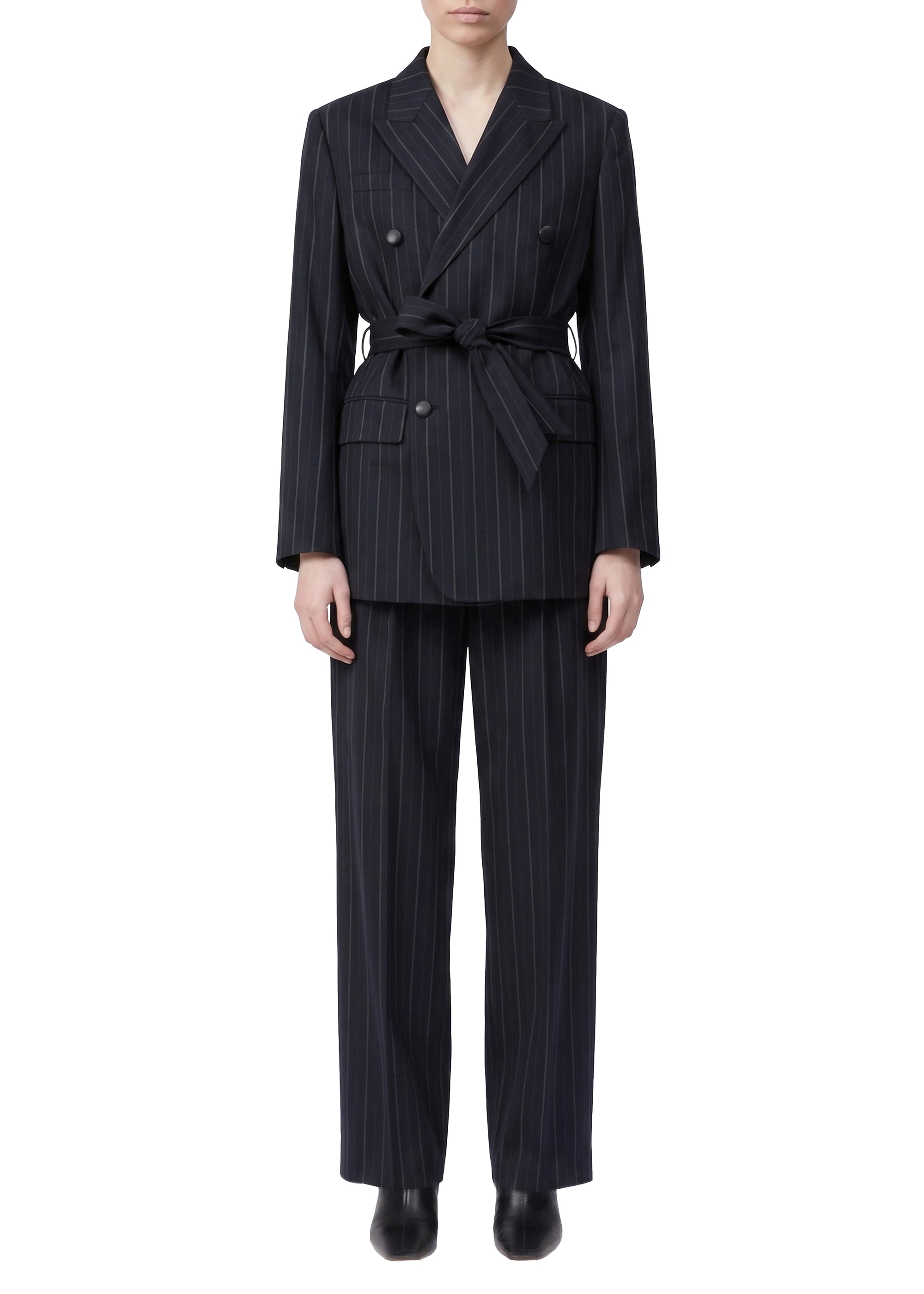 Virginia striped blazer in a wool blend - Navy
