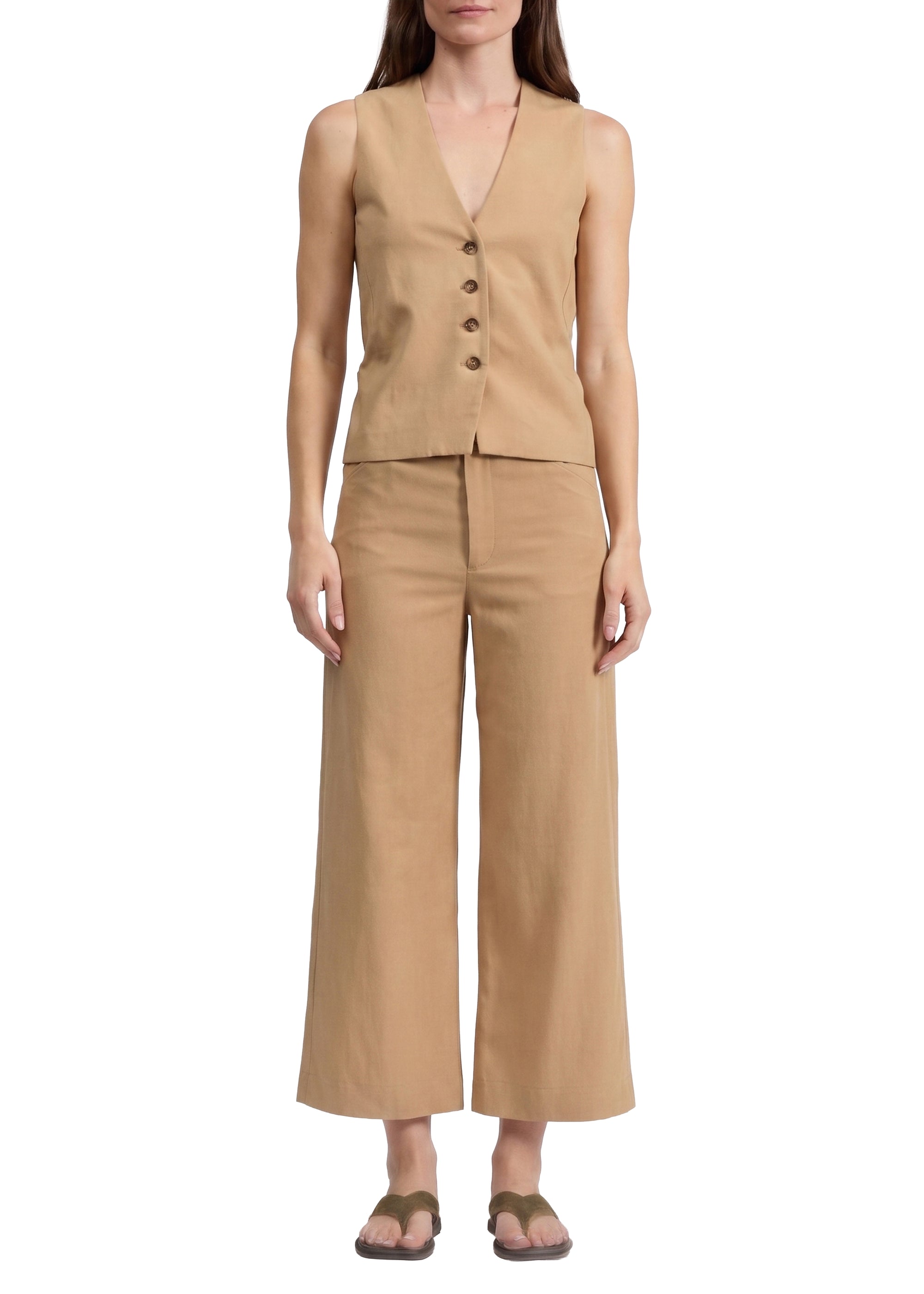 Paulette sleeveless cardigan - Fawn