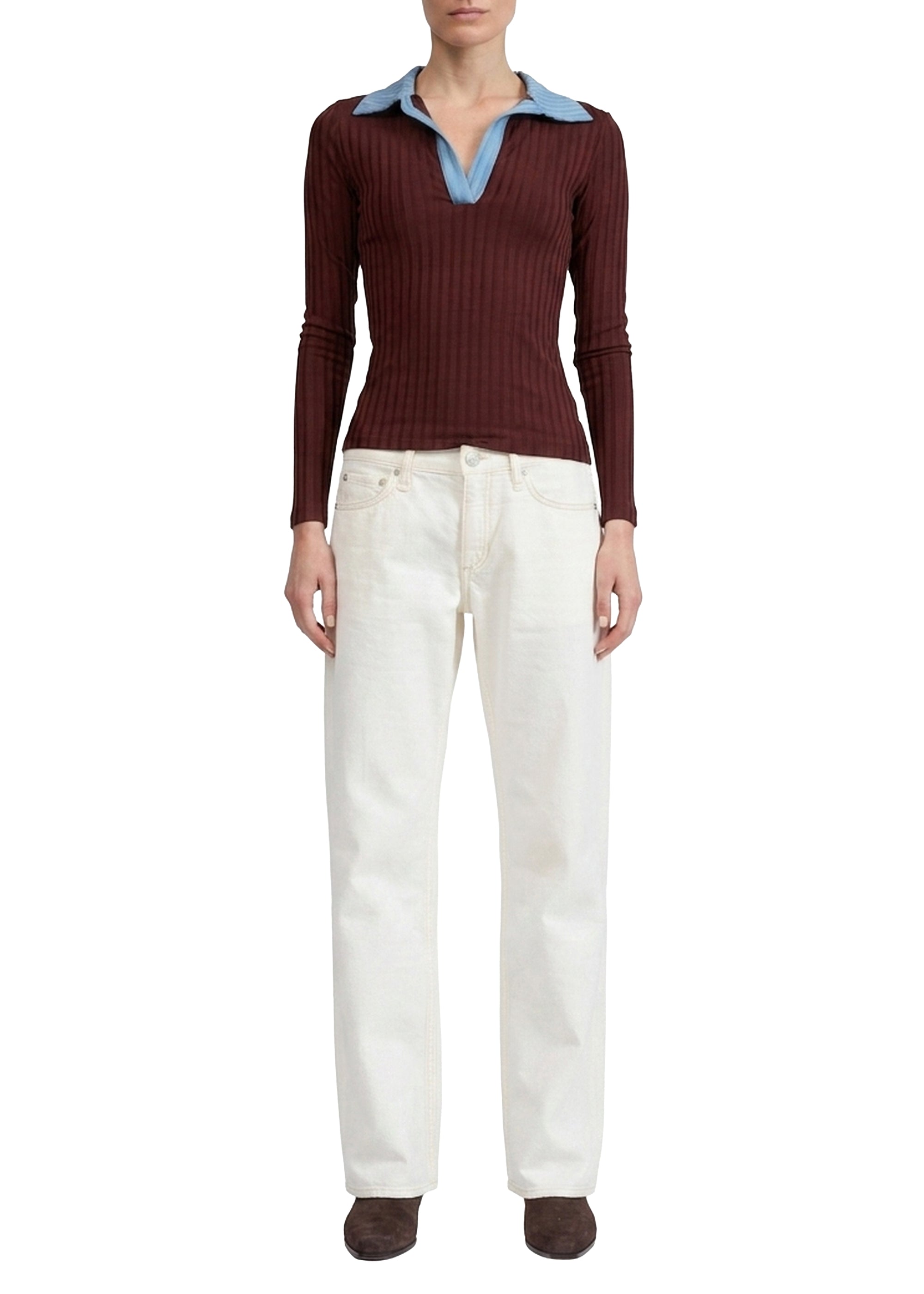 Natalia long-sleeved polo shirt - Brown