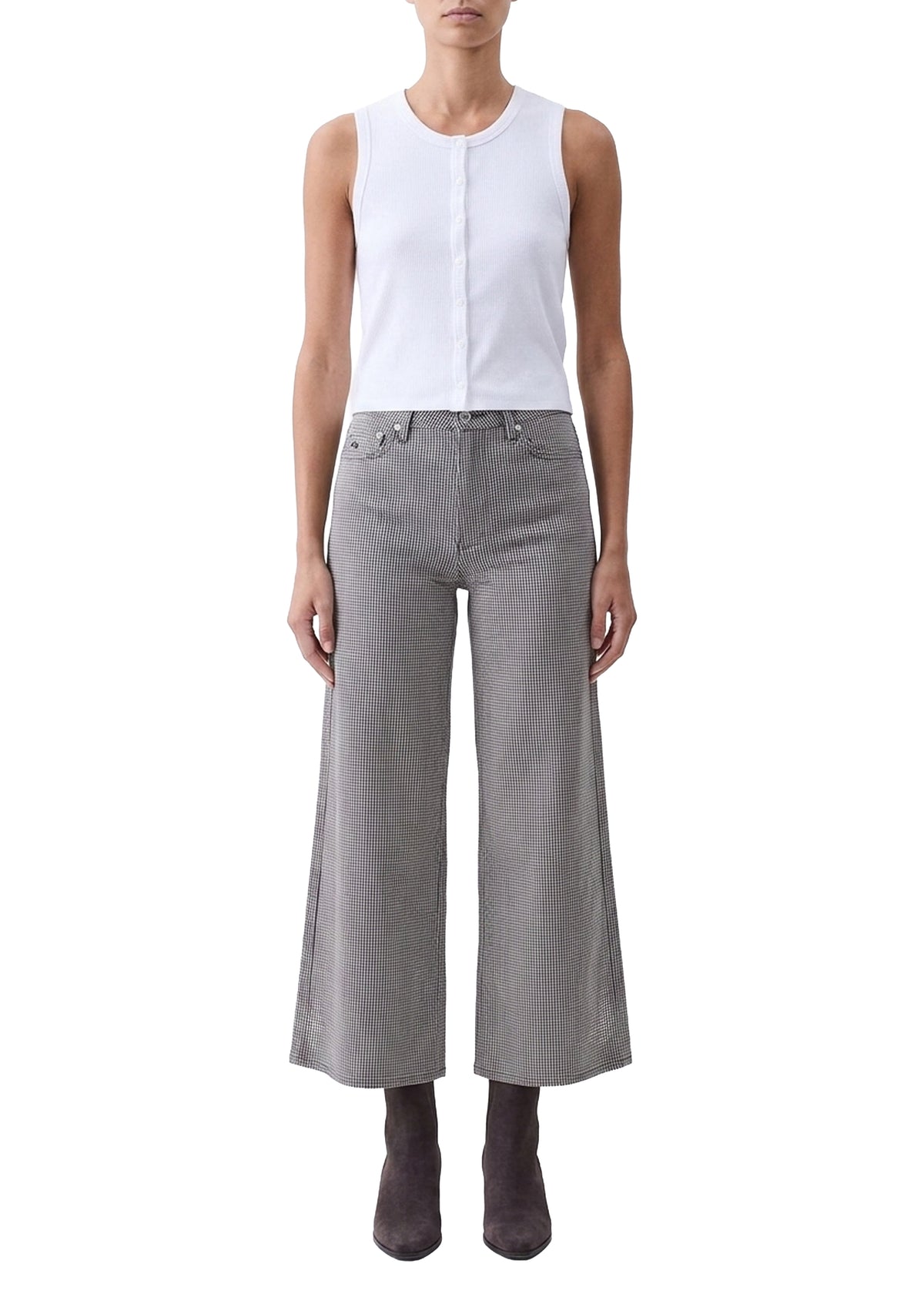 Essie Rib Button-Up Tank Top - White