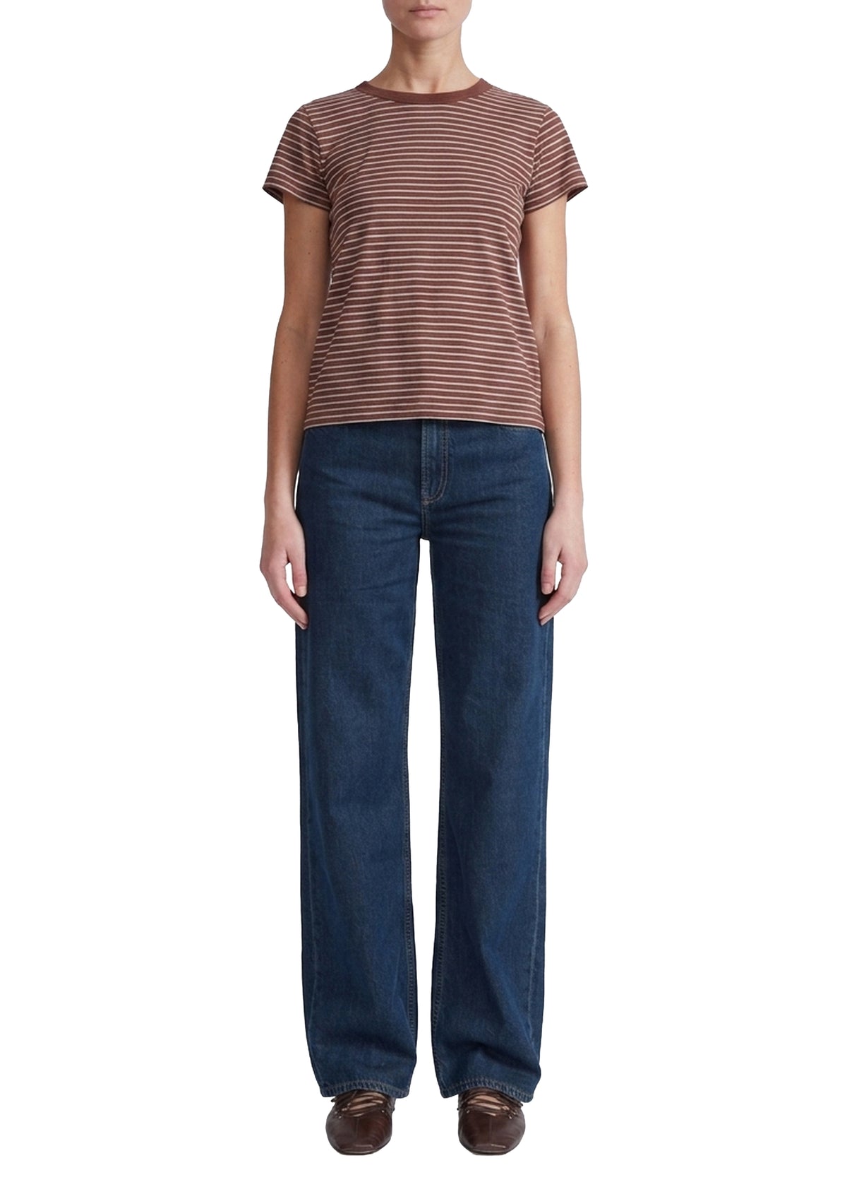 Striped cotton T-shirt - Brown