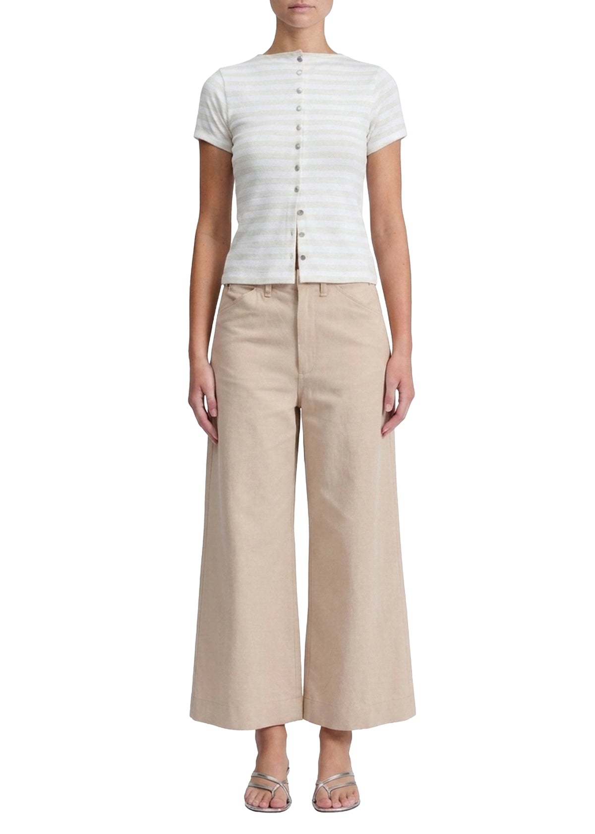 Button-up knitted T-shirt - White