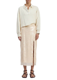Oversized terry polo shirt - Sand