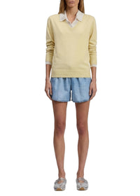 Anne long-sleeved wool polo shirt - Butter