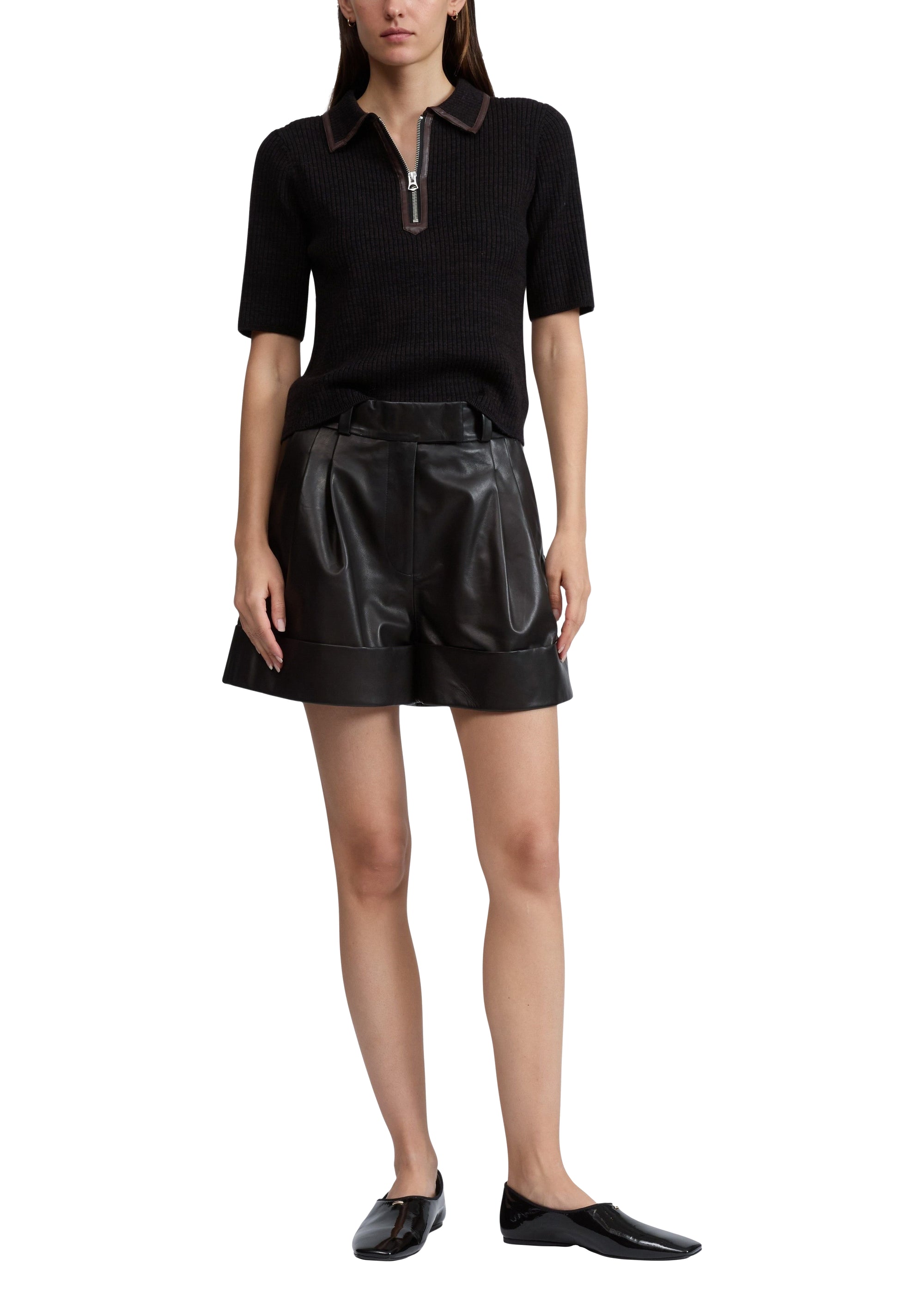 Polo zippé en simili cuir Caterina - Dkbrn