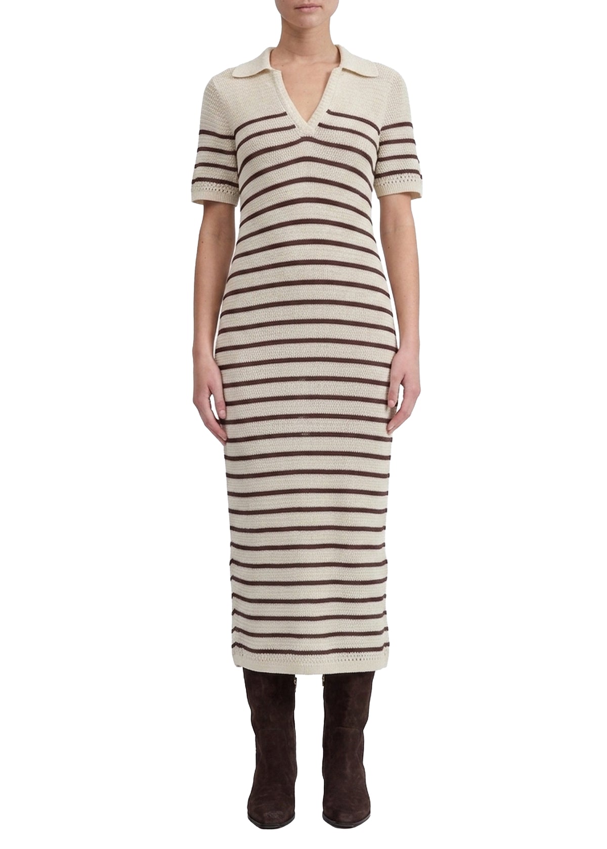 Costi striped polo dress - Ivory