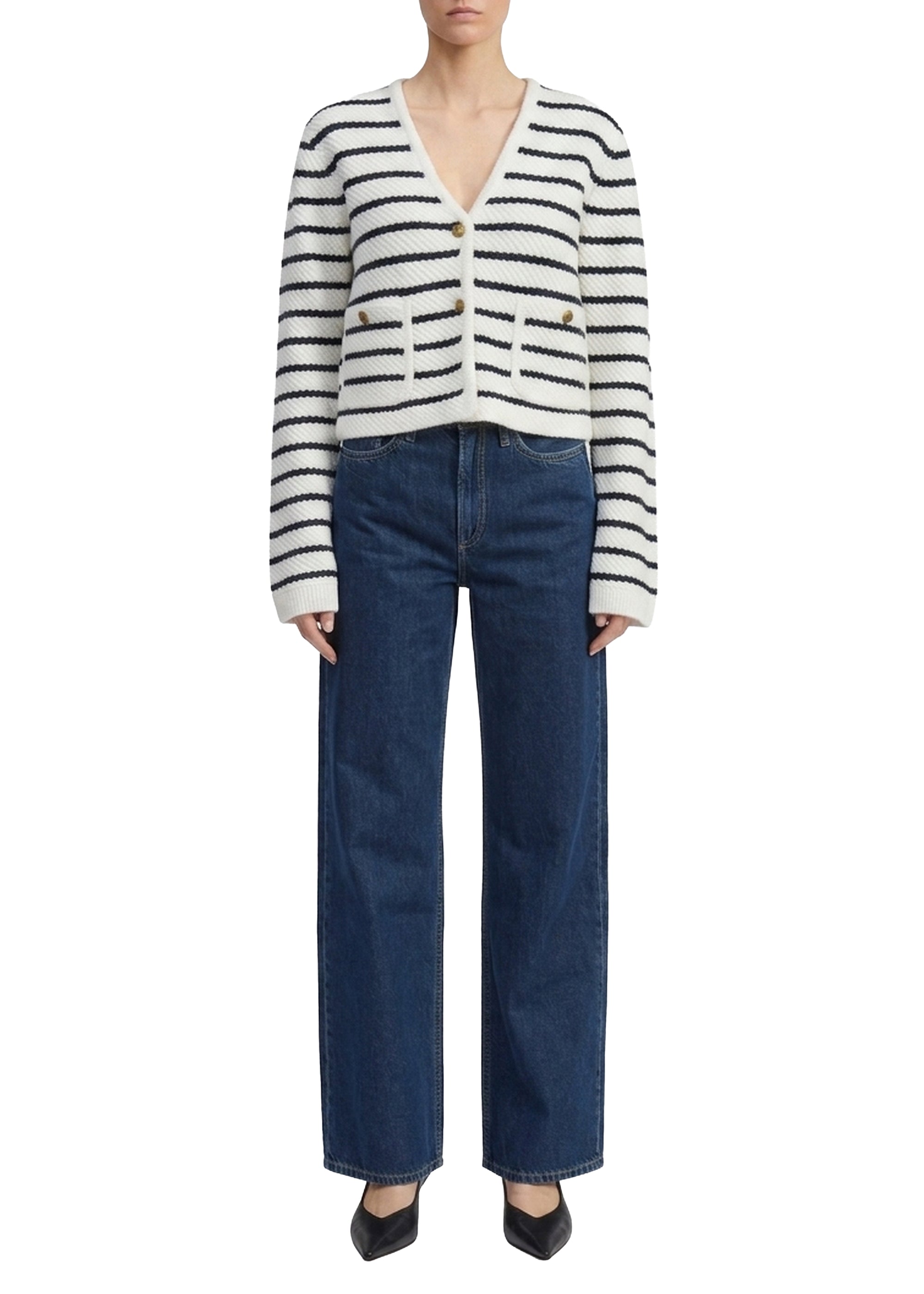 Peggy V-neck wool cardigan - White