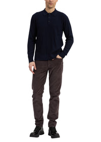 Polo à manches longues Crawford en laine - Navy