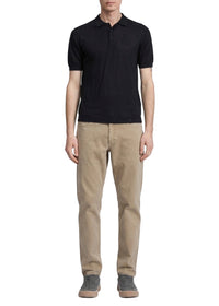Downing short-sleeved cashmere polo shirt - Black