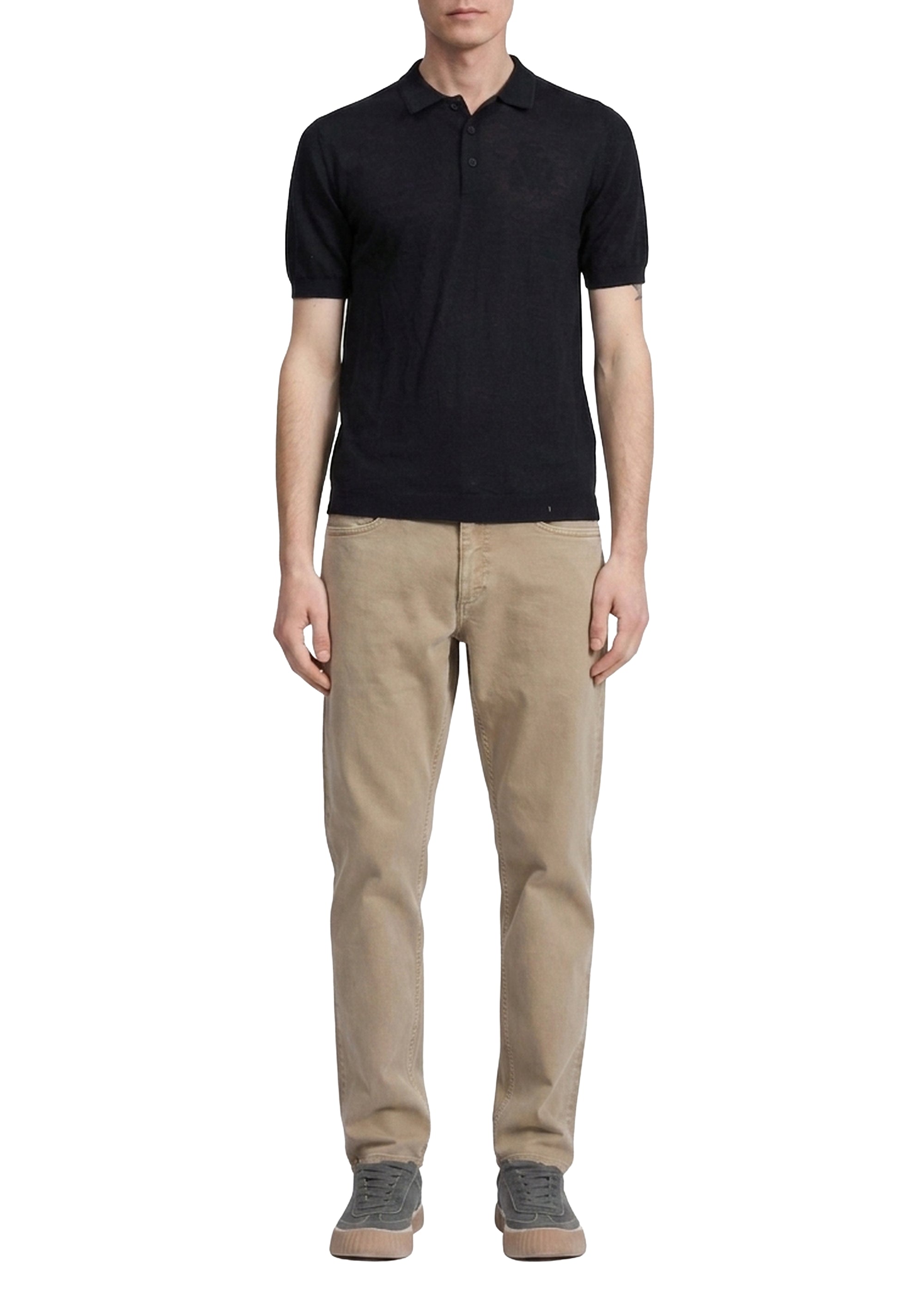 Downing short-sleeved cashmere polo shirt - Black
