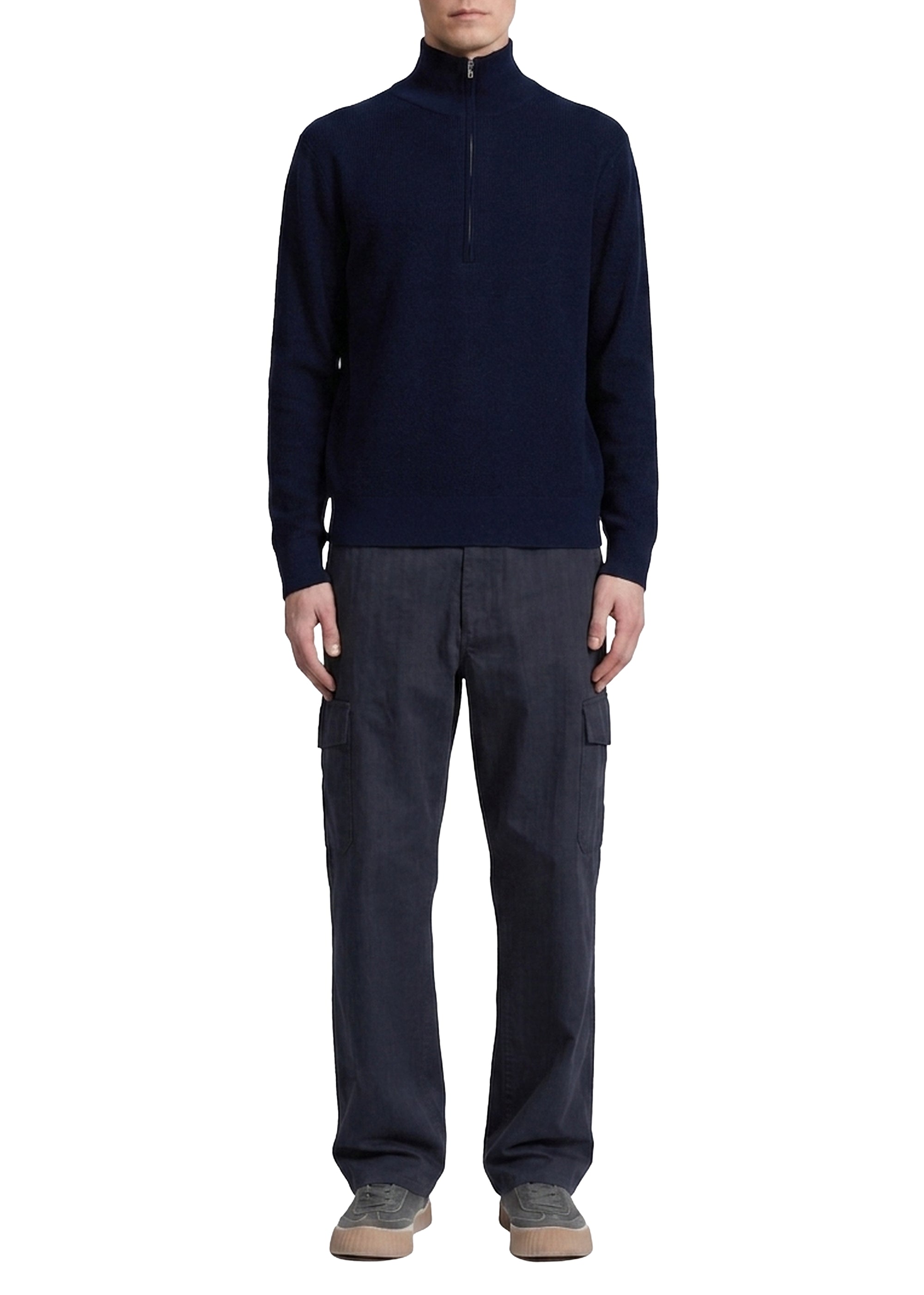 Joel wool jumper with zipped collar - Navy