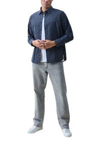Chemise à manches longues à rayures Griffin - Navy
