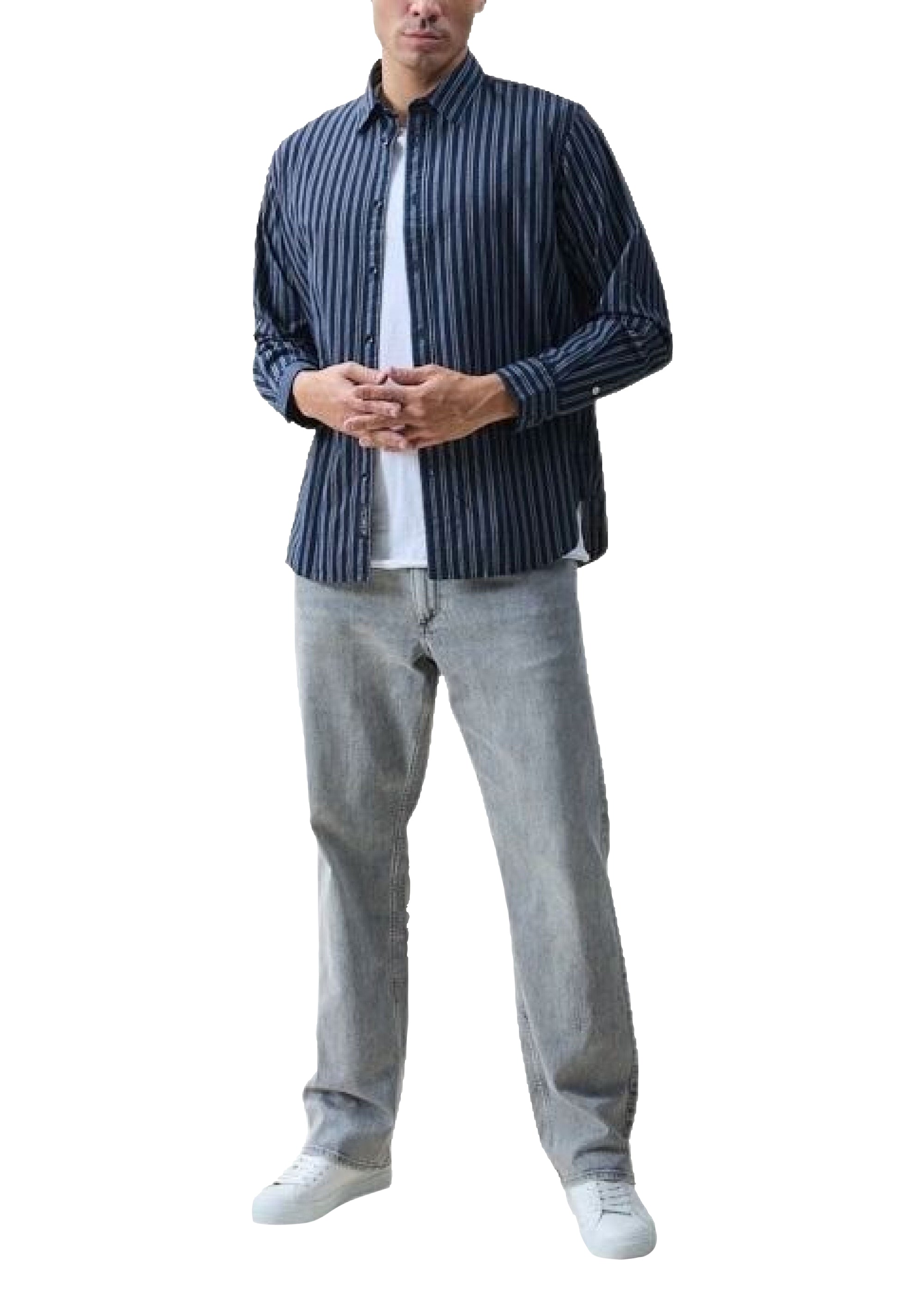 Chemise à manches longues à rayures Griffin - Navy