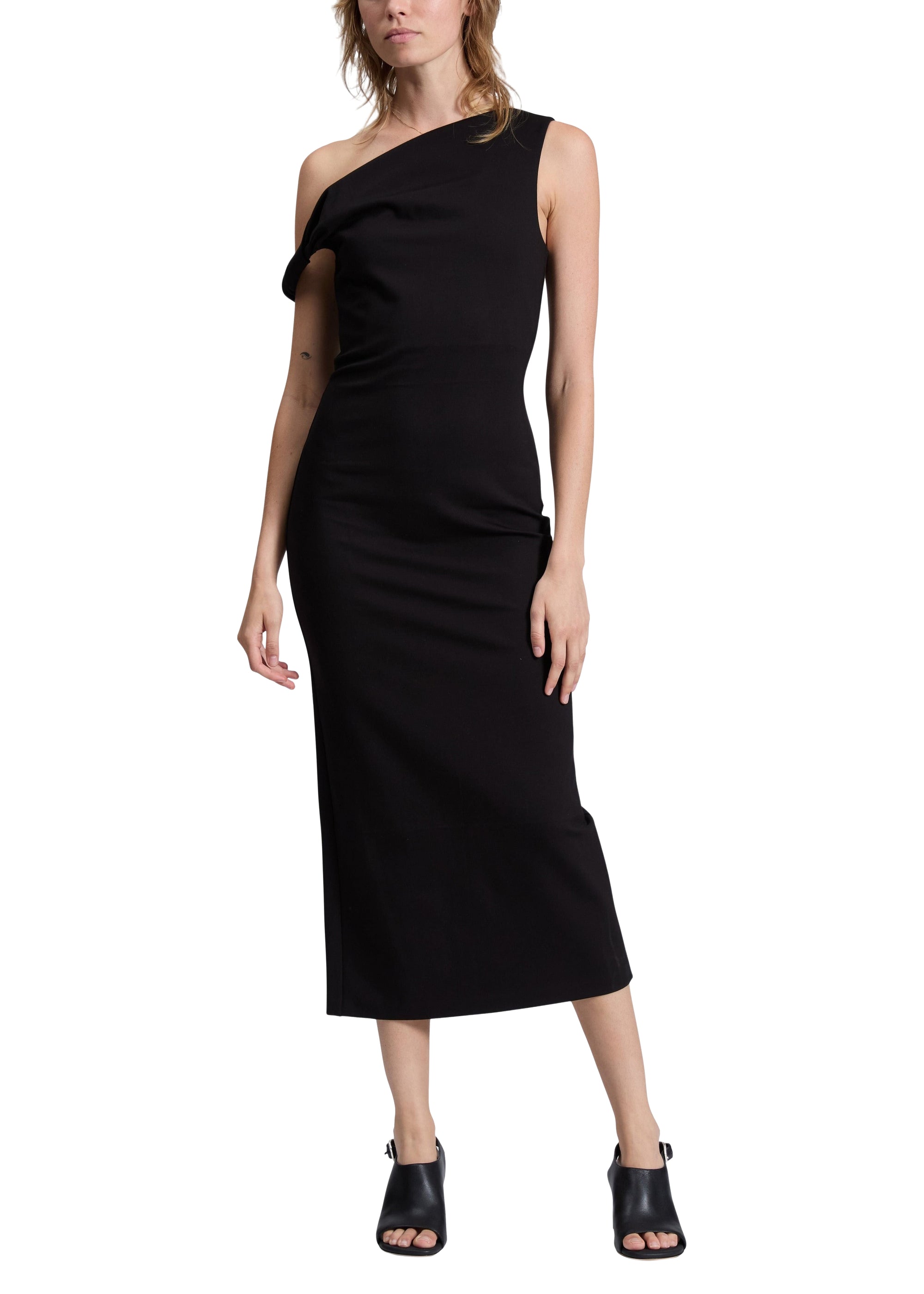 Robe longue asymétrique Irina - Noir