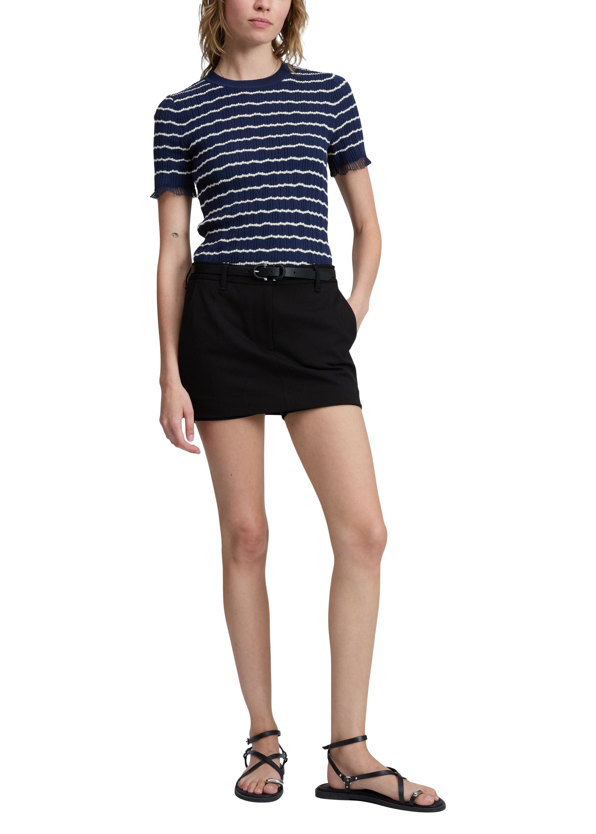Jupe-short en ponte Irina - Noir