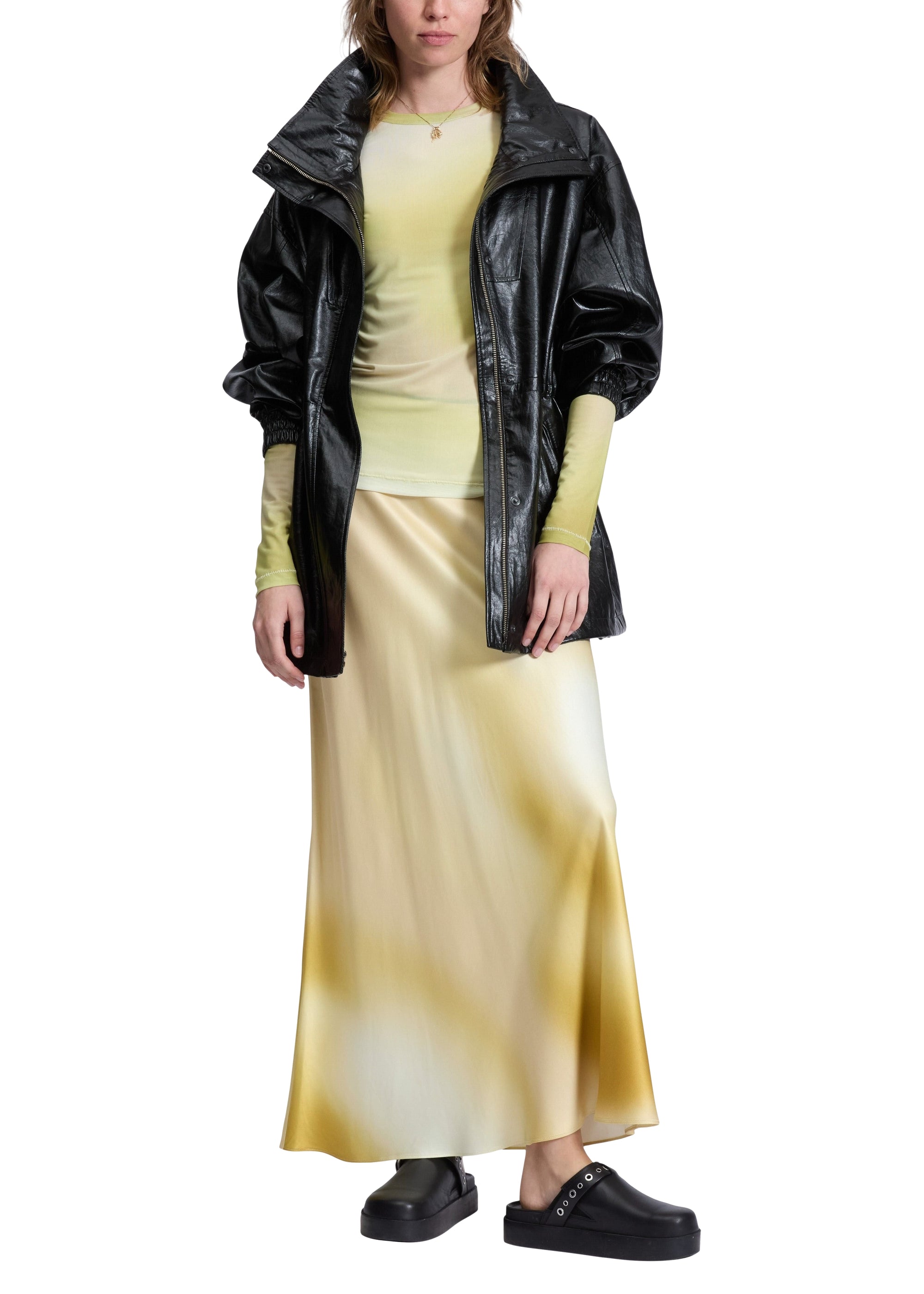 Veste en simili cuir métallisé Monica - Noir