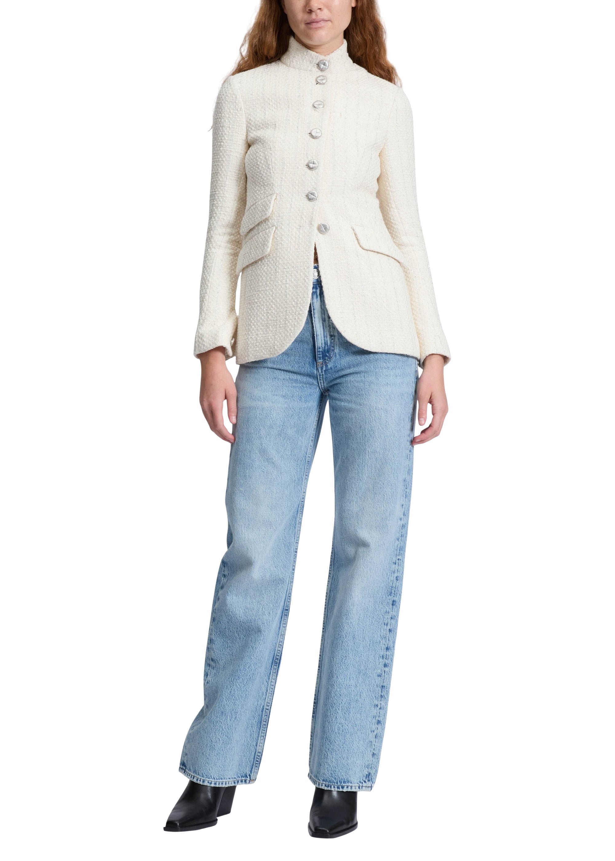 Blazer long en tweed Slade - Ivory