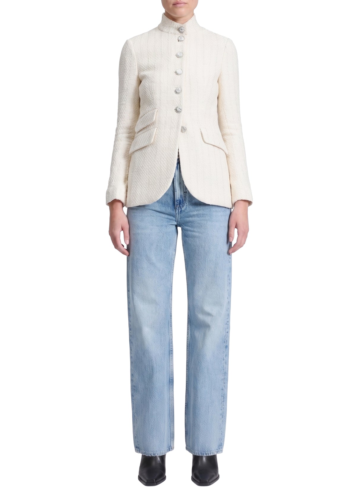 Slade long tweed blazer - Ivory