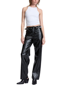 Pantalon Shea en simili cuir métallisé - Noir
